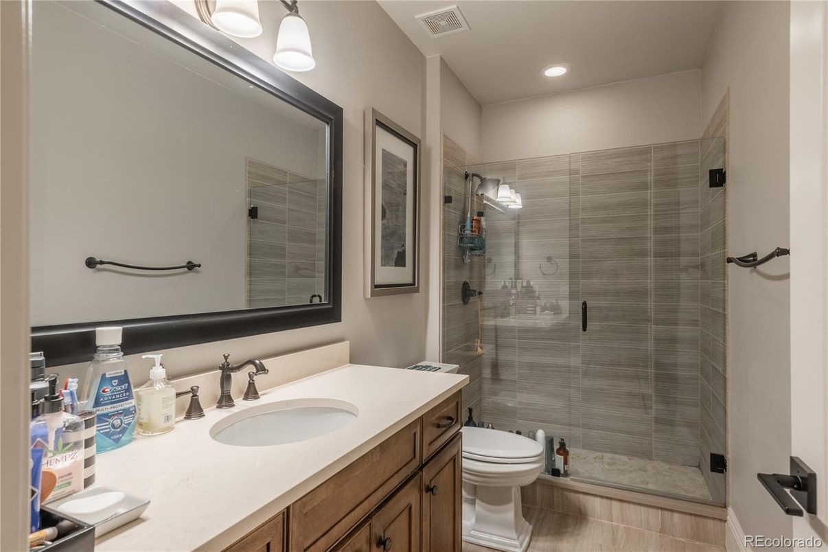 Bathroom, Glass Shower, Interior, Recessed Lighting