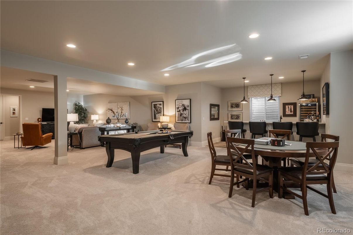 Billiard Table, Dining room, Game Room, Interior, Pendant Lights, Recessed Lighting
