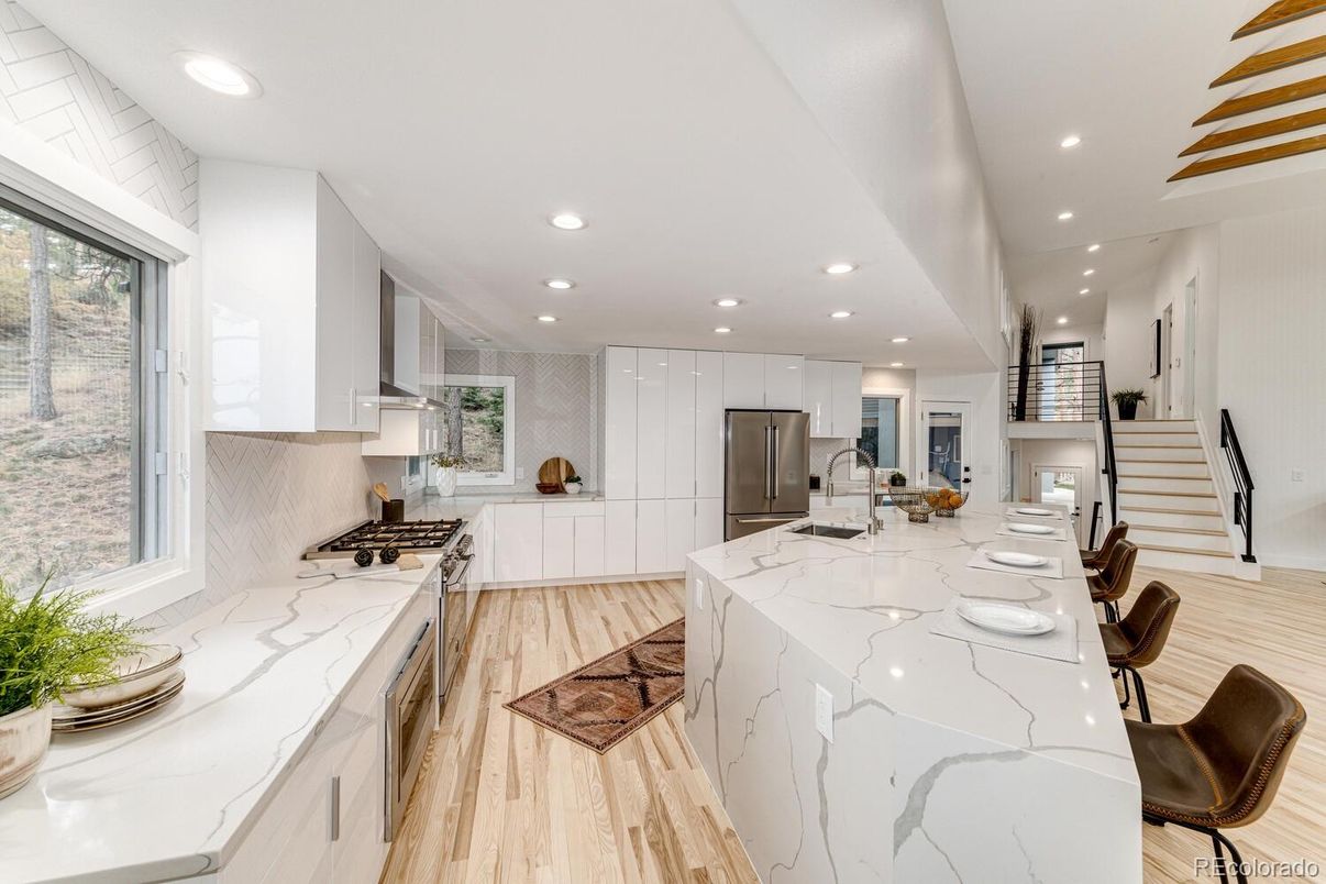 Interior, Kitchen, Recessed Lighting, Wood Texture Flooring