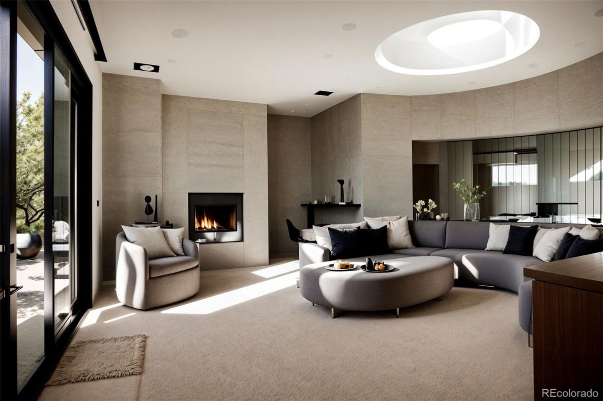 Fireplace, Interior, Living room, Recessed Lighting