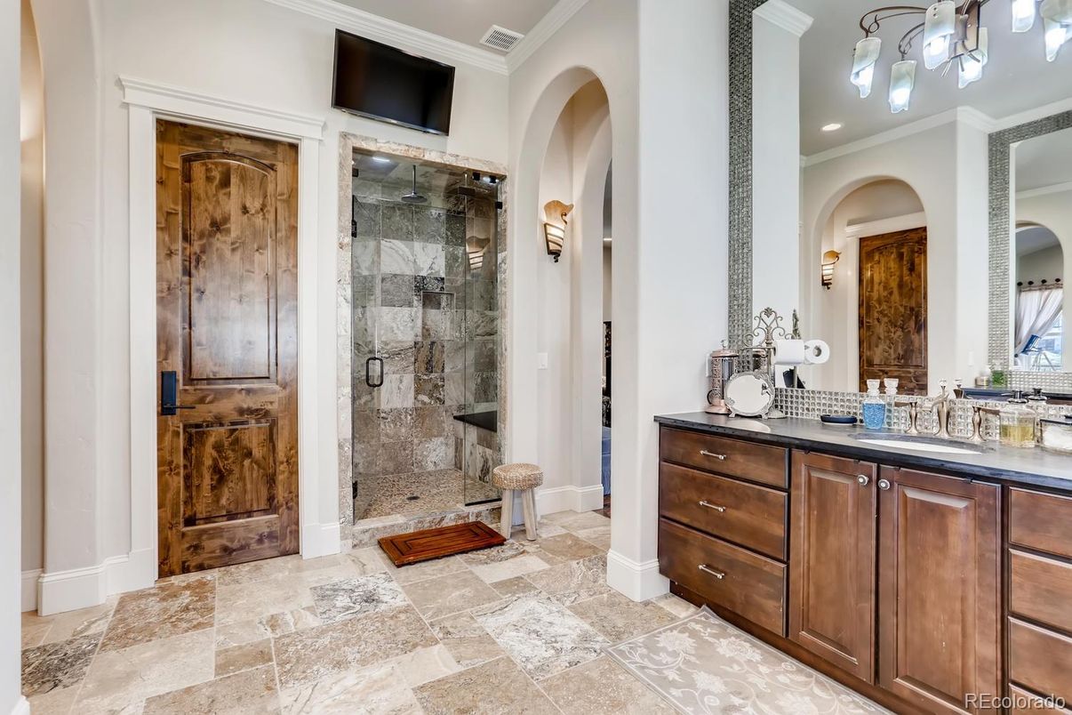 Bathroom, Glass Shower, Interior, Recessed Lighting