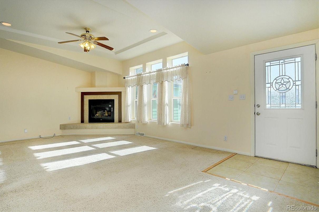 Empty room, Fireplace, Interior, Recessed Lighting