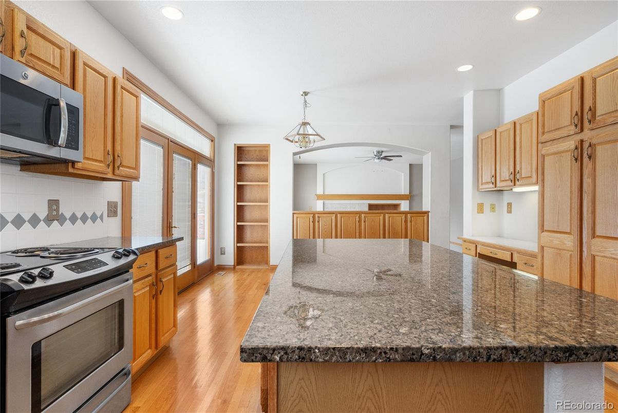 Interior, Kitchen, Pendant Lights, Recessed Lighting, Wood Texture Flooring