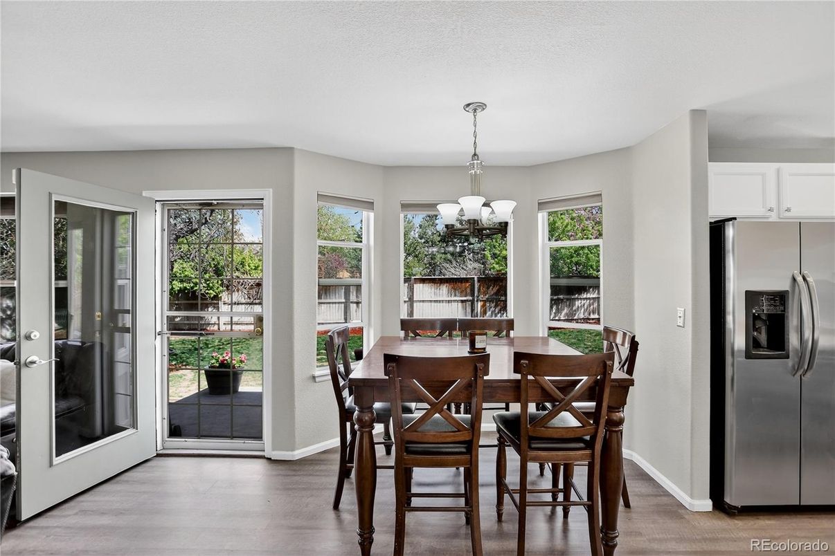 Chandelier, Dining room, Interior, Wood Texture Flooring