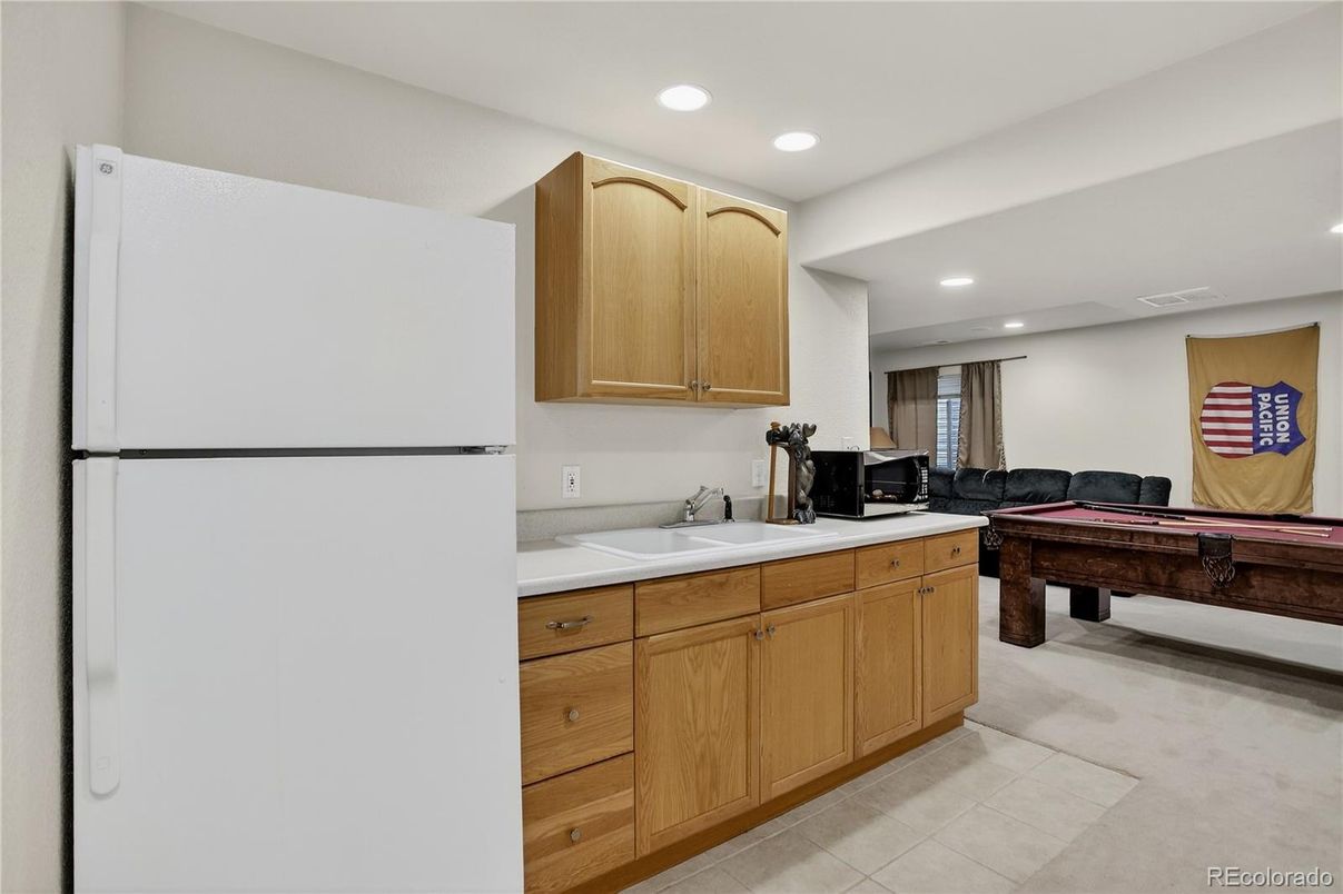 Billiard Table, Game Room, Interior, Kitchen, Recessed Lighting