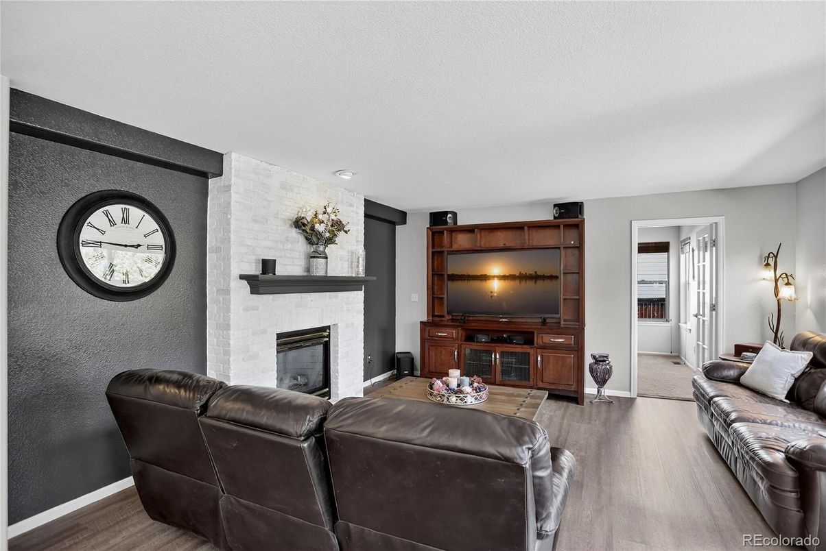 Fireplace, Interior, Living room, Stone Walls, Wood Texture Flooring