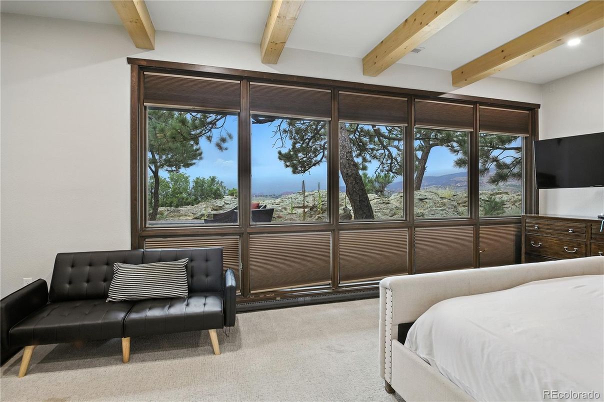 Bedroom, Interior, Recessed Lighting, Water, Wooden Beams