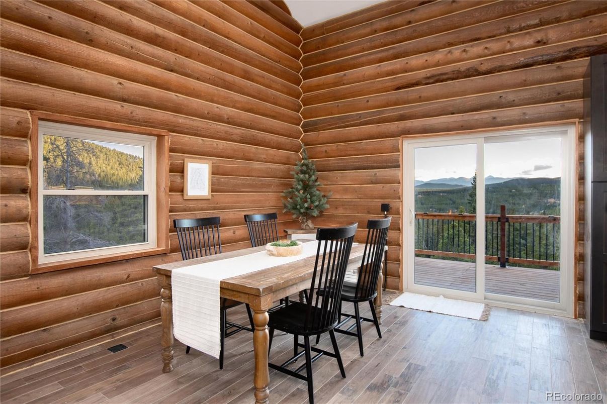 Dining room, Interior, Wood Texture Flooring, Wooden Walls