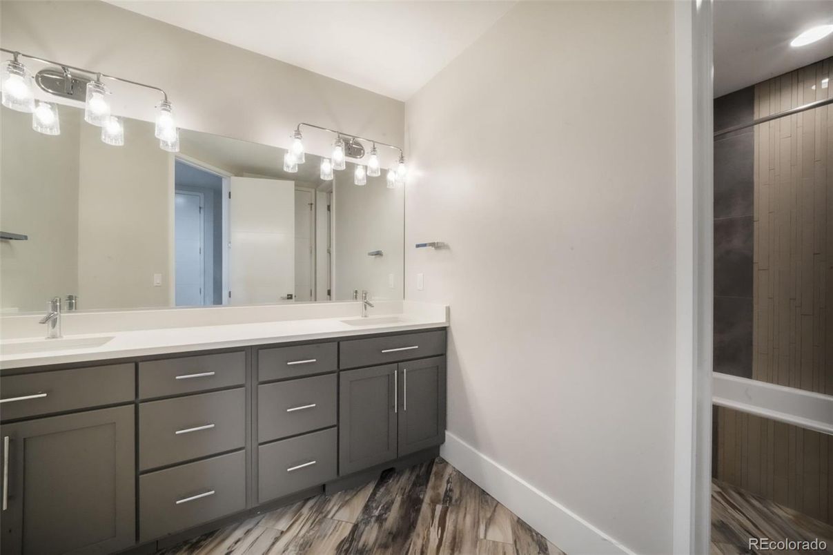 Bathroom, Dual Sink Vanities, Interior, Wood Texture Flooring