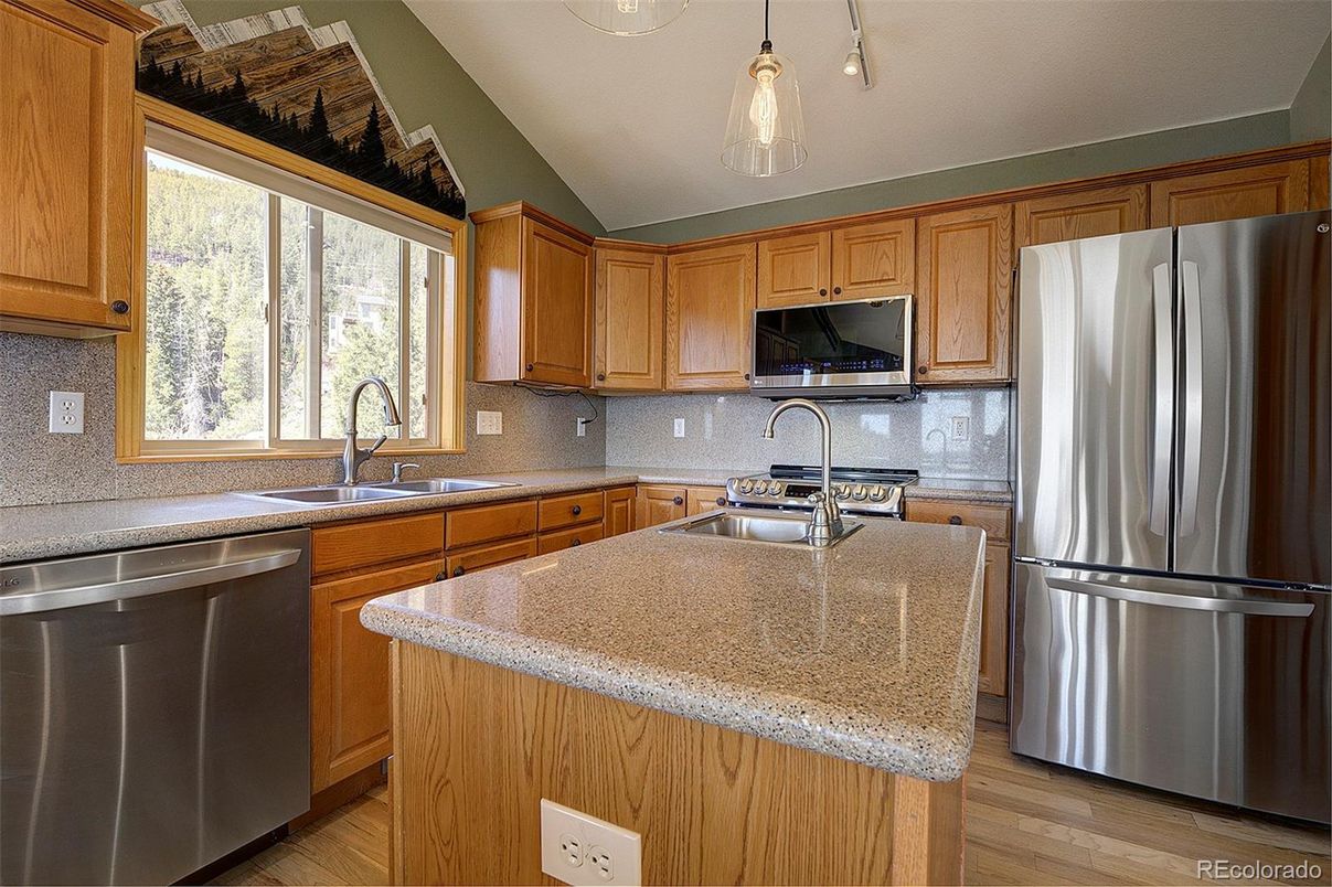 Interior, Kitchen, Stainless Steel Appliances, Wood Texture Flooring