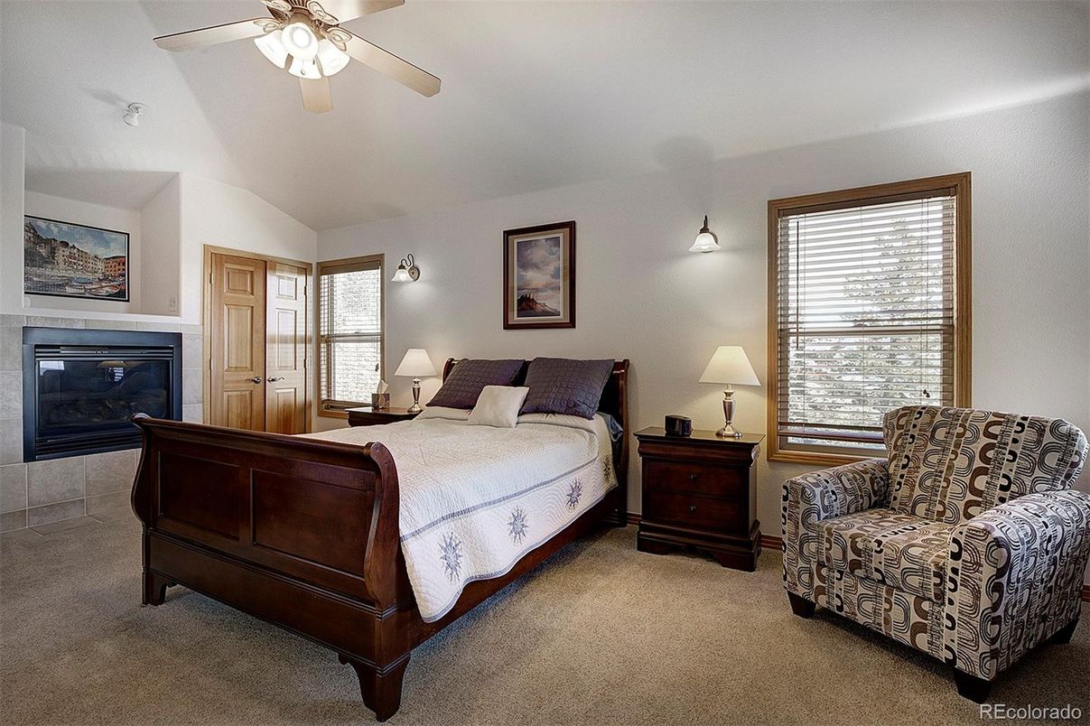 Bedroom, Fireplace, Interior