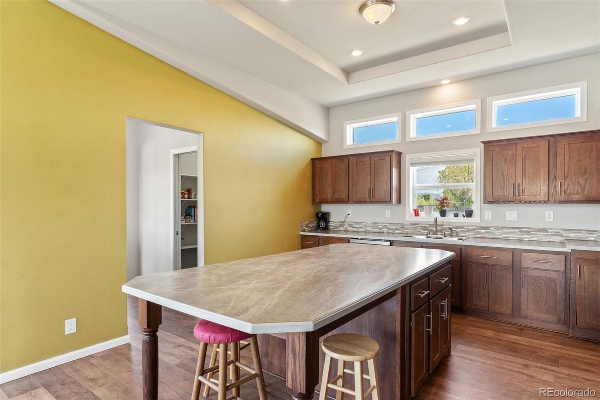 Interior, Kitchen, Recessed Lighting, Wood Texture Flooring