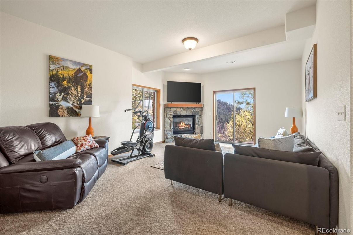 Fireplace, Fitness Equipment, Interior, Living room