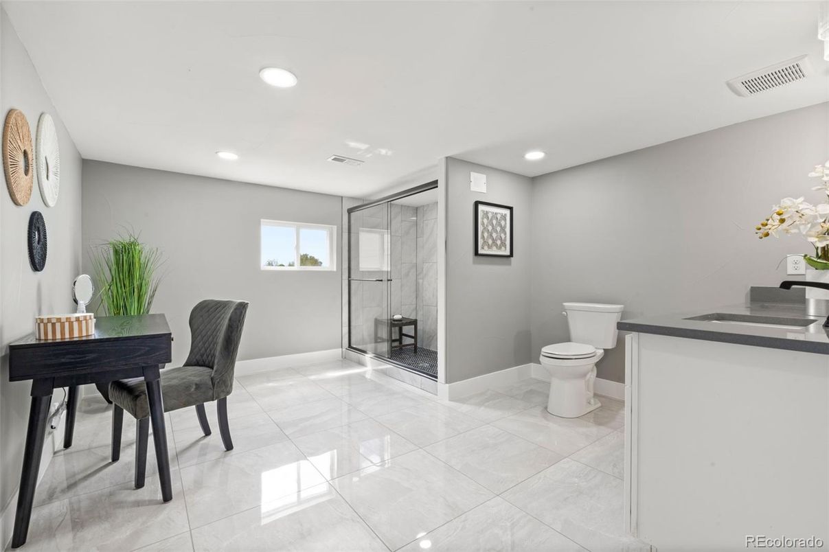 Bathroom, Glass Shower, Interior, Recessed Lighting