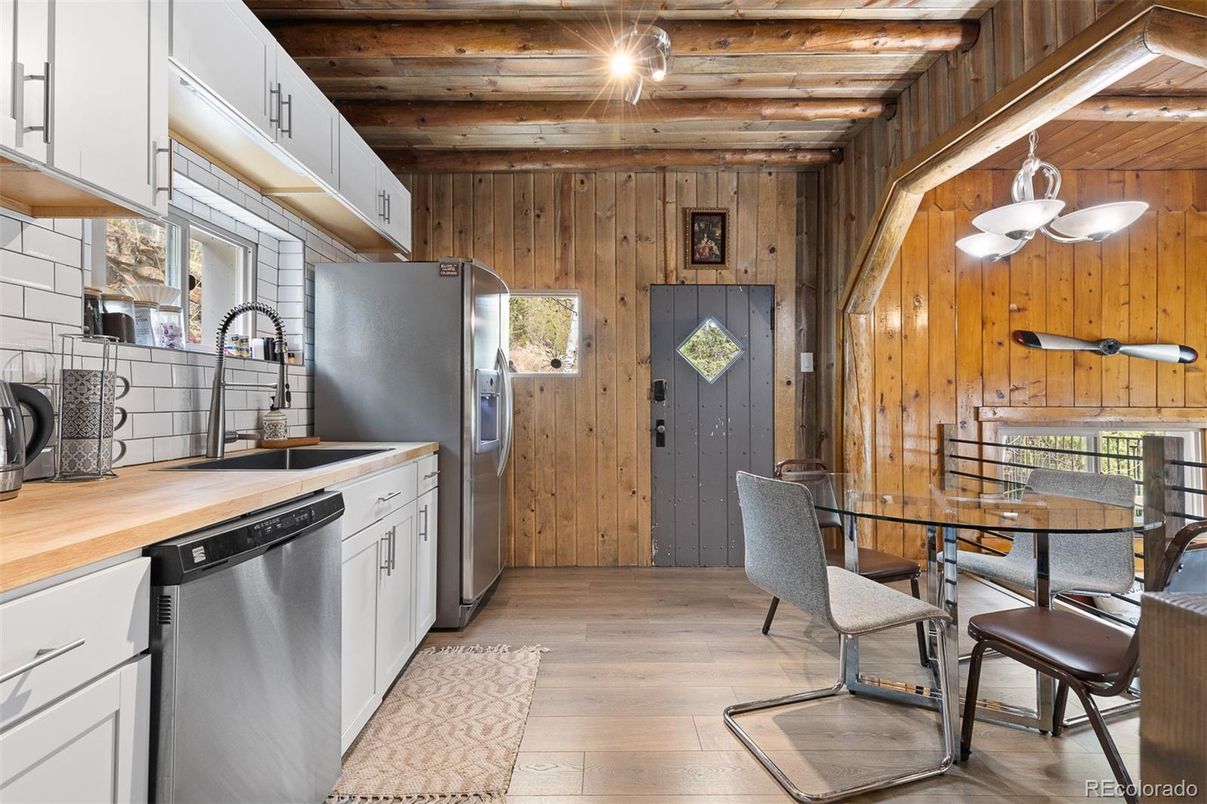 Dining room, Interior, Kitchen, Wooden Ceilings, Wood Texture Flooring, Wooden Walls