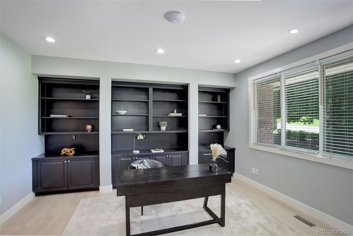 Home Office, Interior, Recessed Lighting, Wood Texture Flooring
