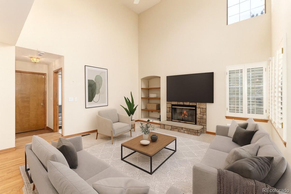 Fireplace, Interior, Living room, Wood Texture Flooring