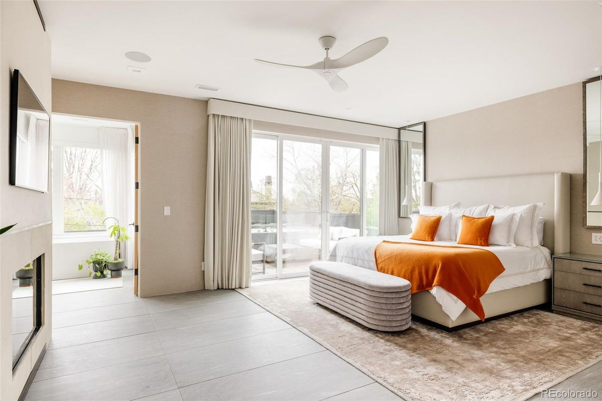 Bedroom, Fireplace, Interior