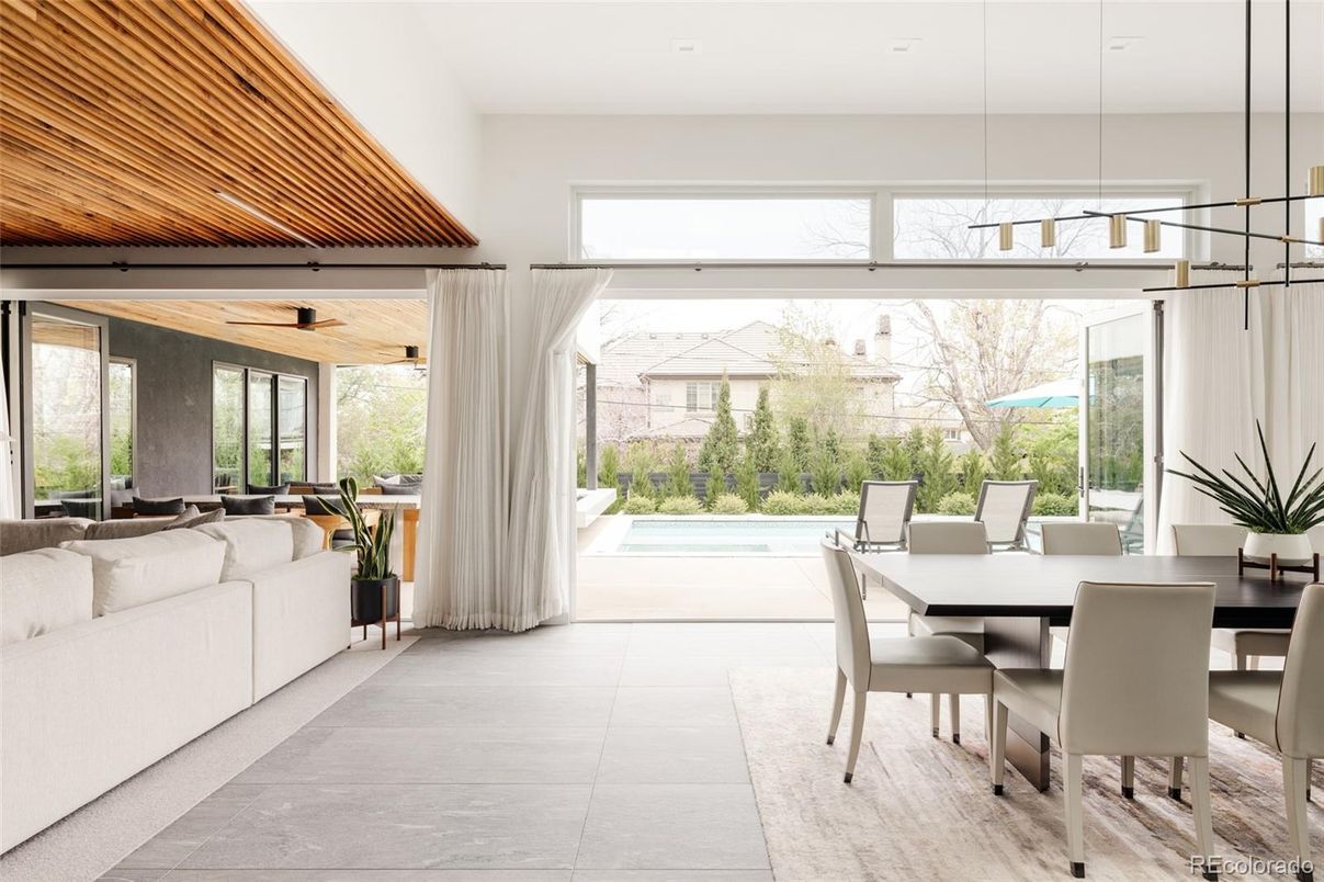 Dining room, Interior, Pendant Lights, Wooden Ceilings