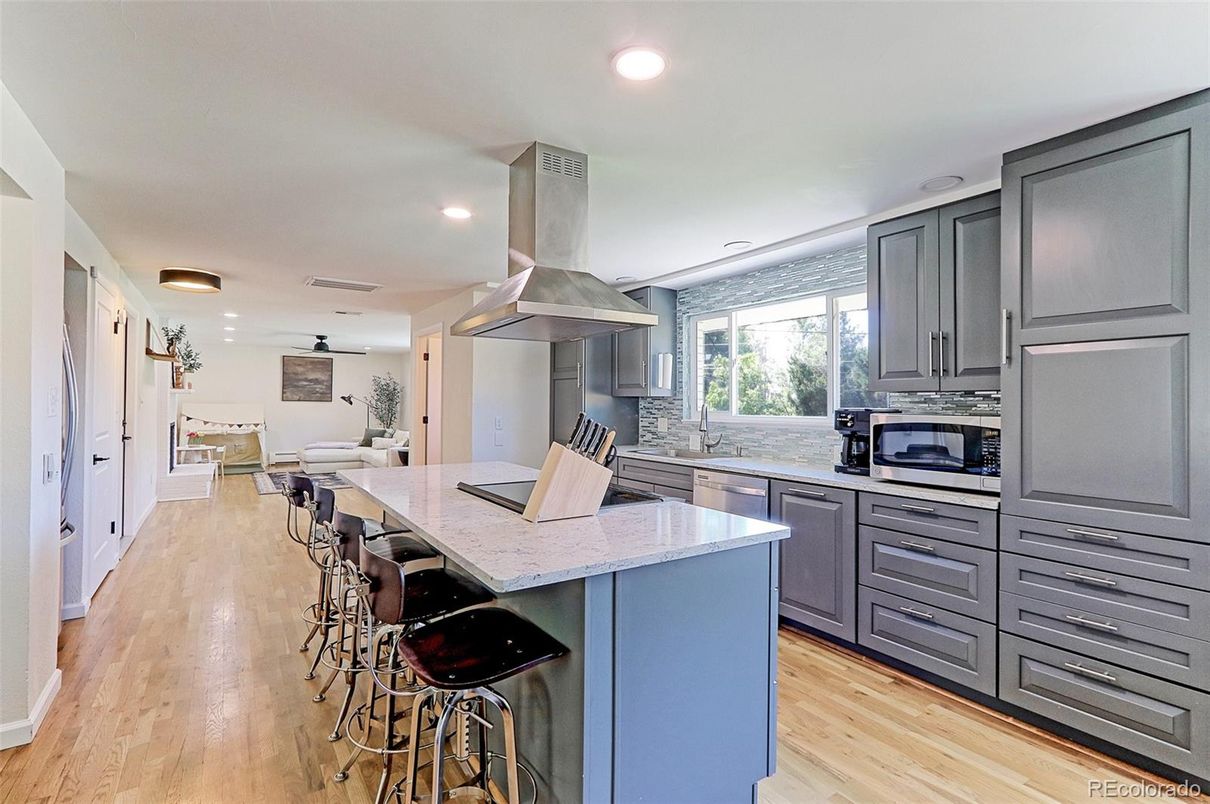 Interior, Kitchen, Recessed Lighting, Wood Texture Flooring