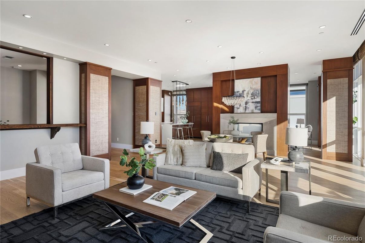 Dining room, Interior, Living room, Pendant Lights, Recessed Lighting