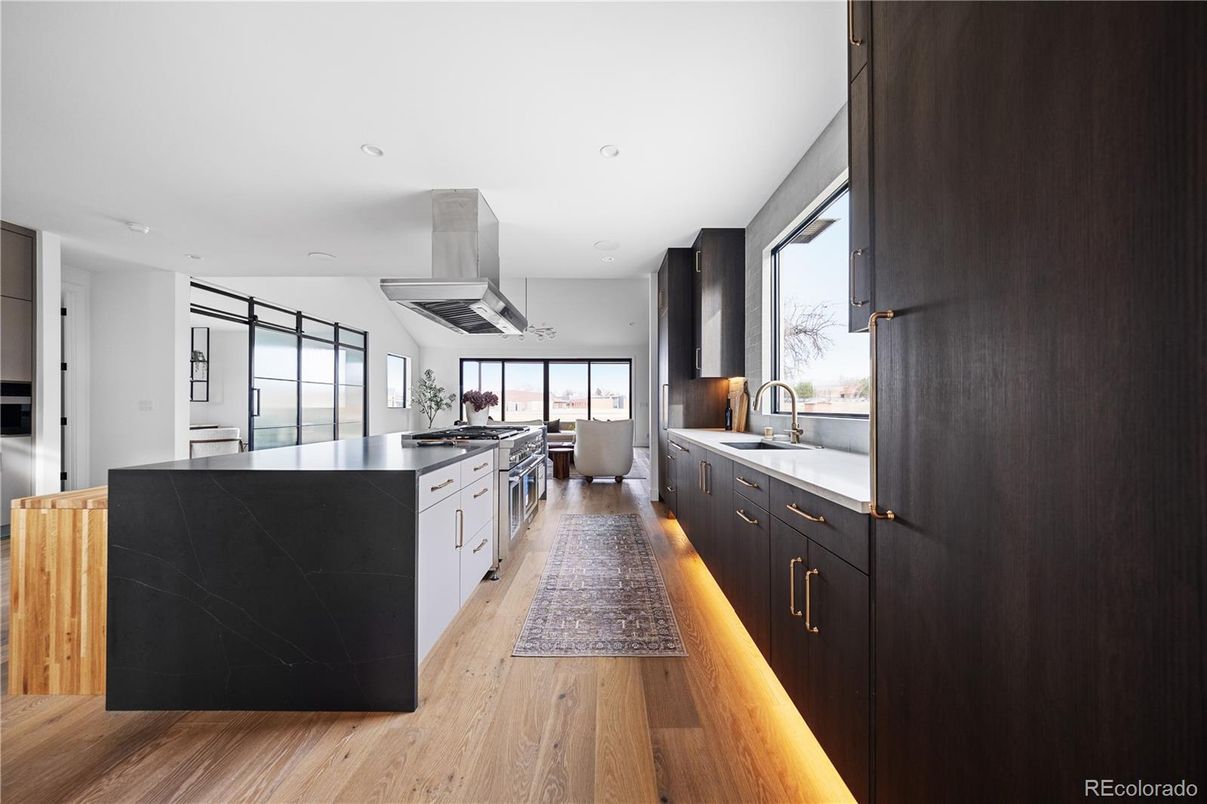 Interior, Kitchen, Recessed Lighting, Wood Texture Flooring