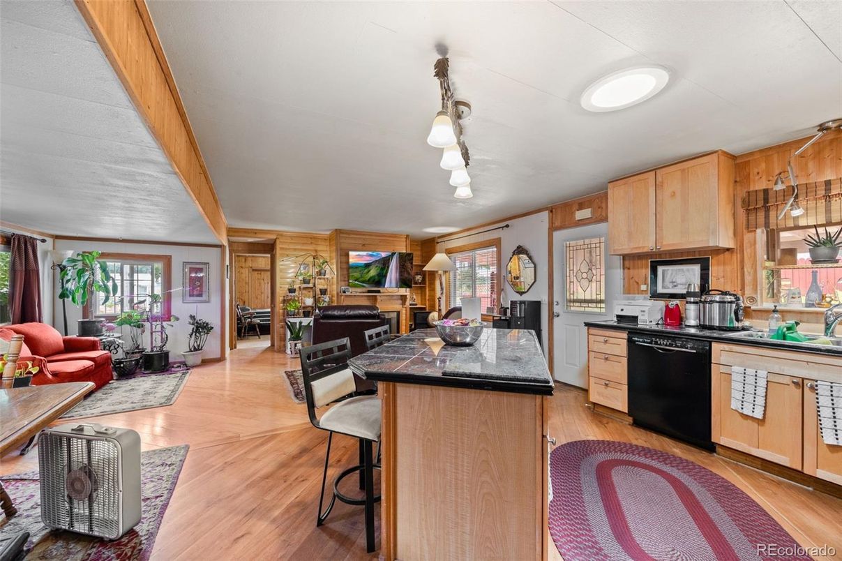 Interior, Kitchen, Living room, Wood Texture Flooring, Wooden Walls