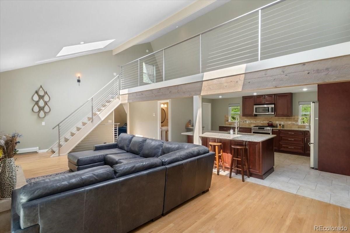 Interior, Kitchen, Living room, Recessed Lighting, Wood Texture Flooring