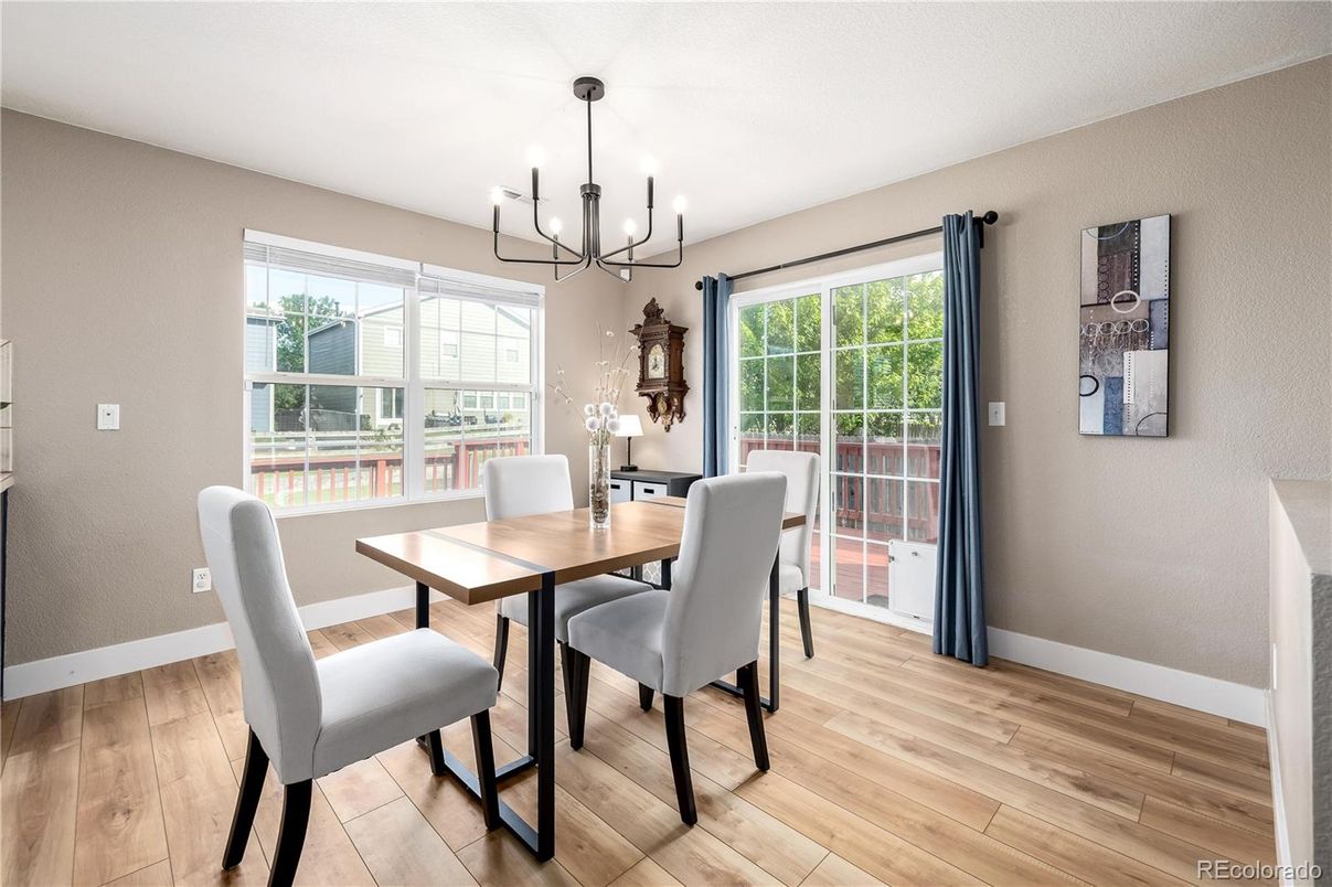 Chandelier, Dining room, Interior, Wood Texture Flooring