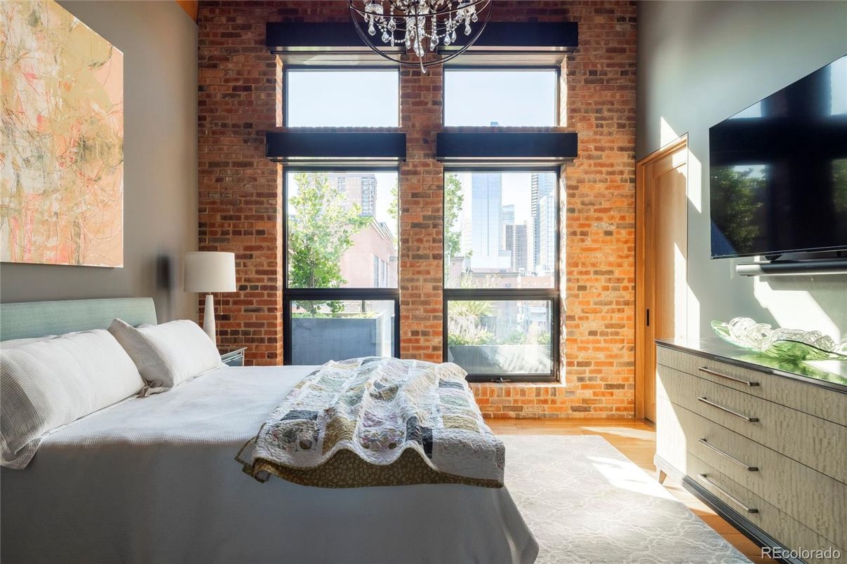 Bedroom, Interior, Stone Walls, Wood Texture Flooring