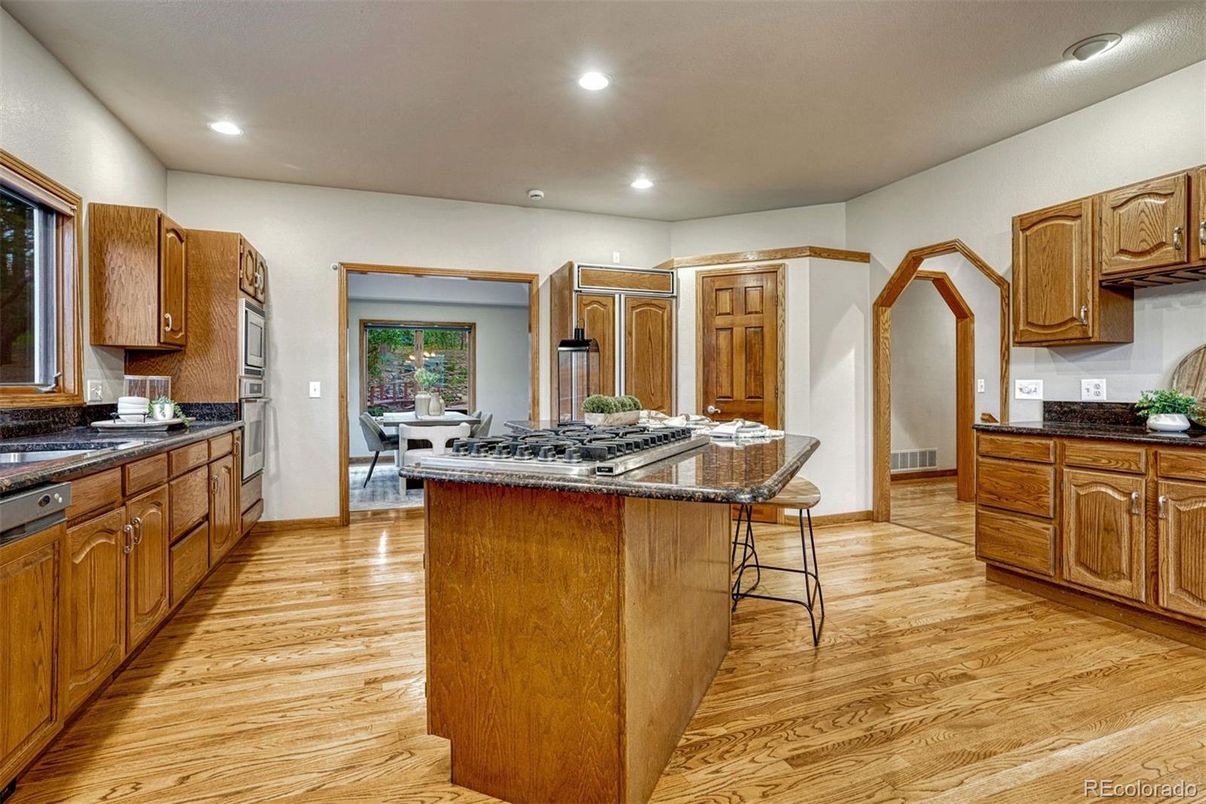 Interior, Kitchen, Recessed Lighting, Wood Texture Flooring