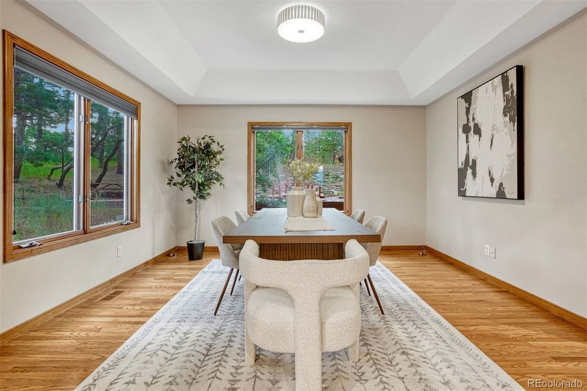 Dining room, Interior, Wood Texture Flooring