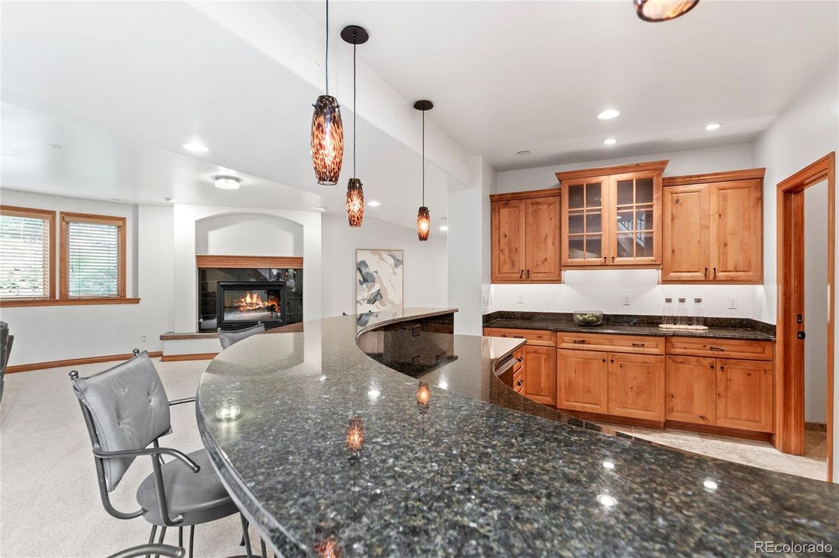 Dining room, Fireplace, Interior, Kitchen, Pendant Lights, Recessed Lighting