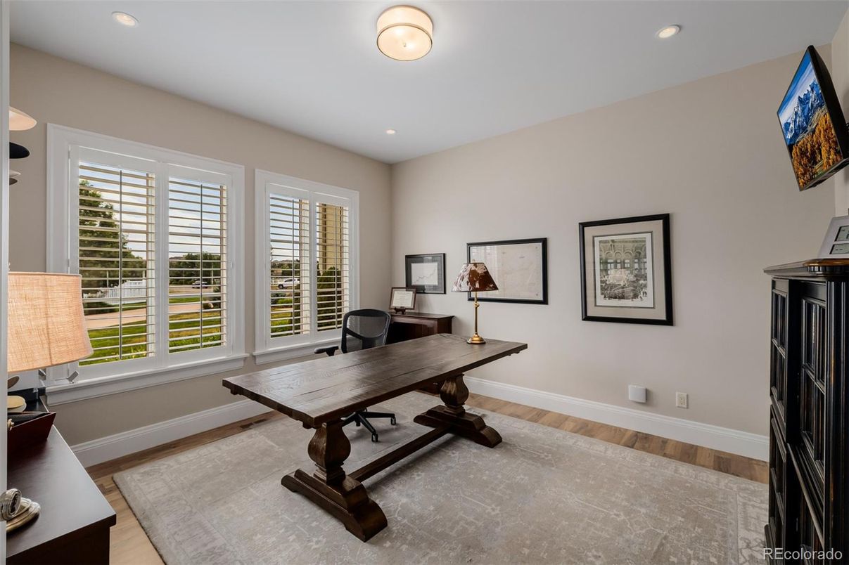 Home Office, Interior, Recessed Lighting, Wood Texture Flooring