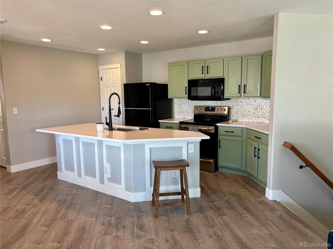 Interior, Kitchen, Recessed Lighting, Wood Texture Flooring