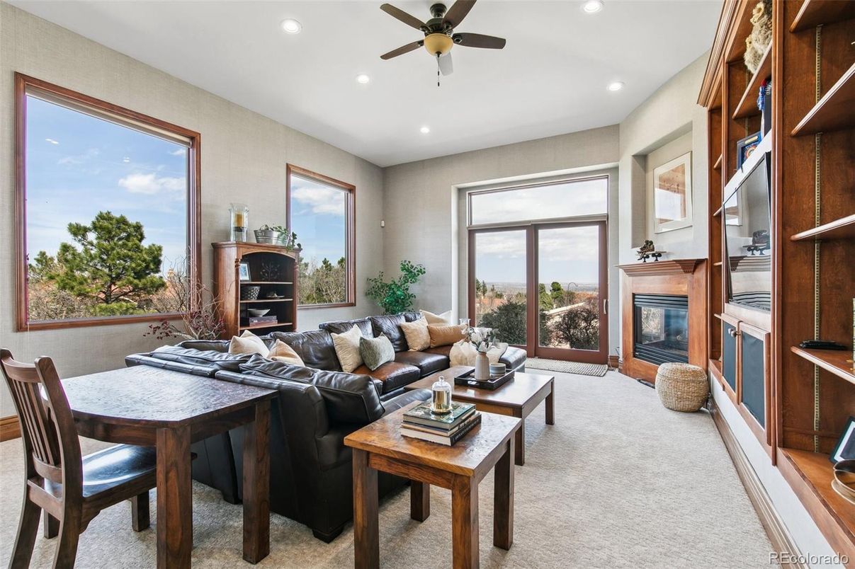 Fireplace, Home Office, Interior, Living room, Recessed Lighting