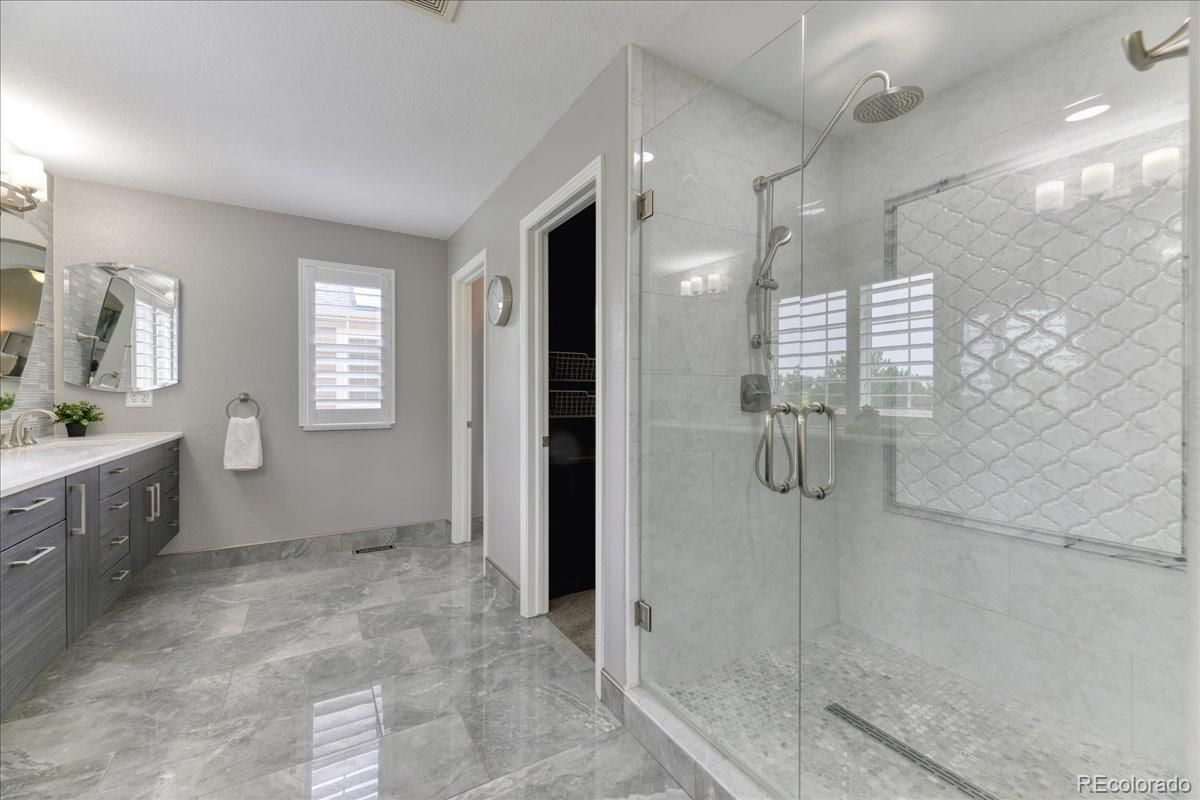 Bathroom, Glass Shower, Interior, Recessed Lighting