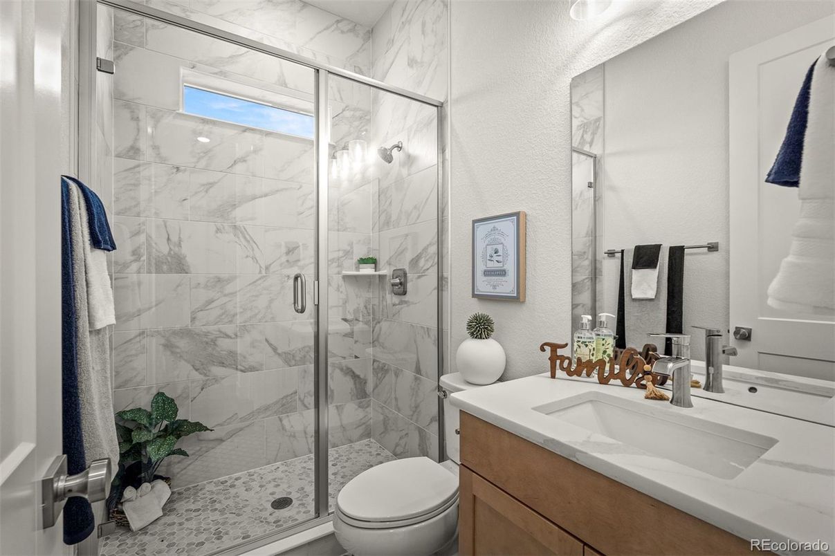 Bathroom, Glass Shower, Interior, Marble Walls