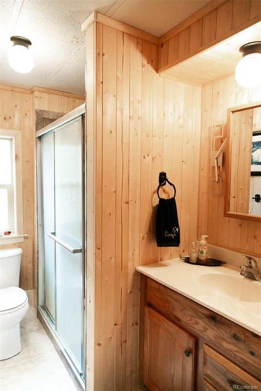 Bathroom, Glass Shower, Interior, Wooden Walls