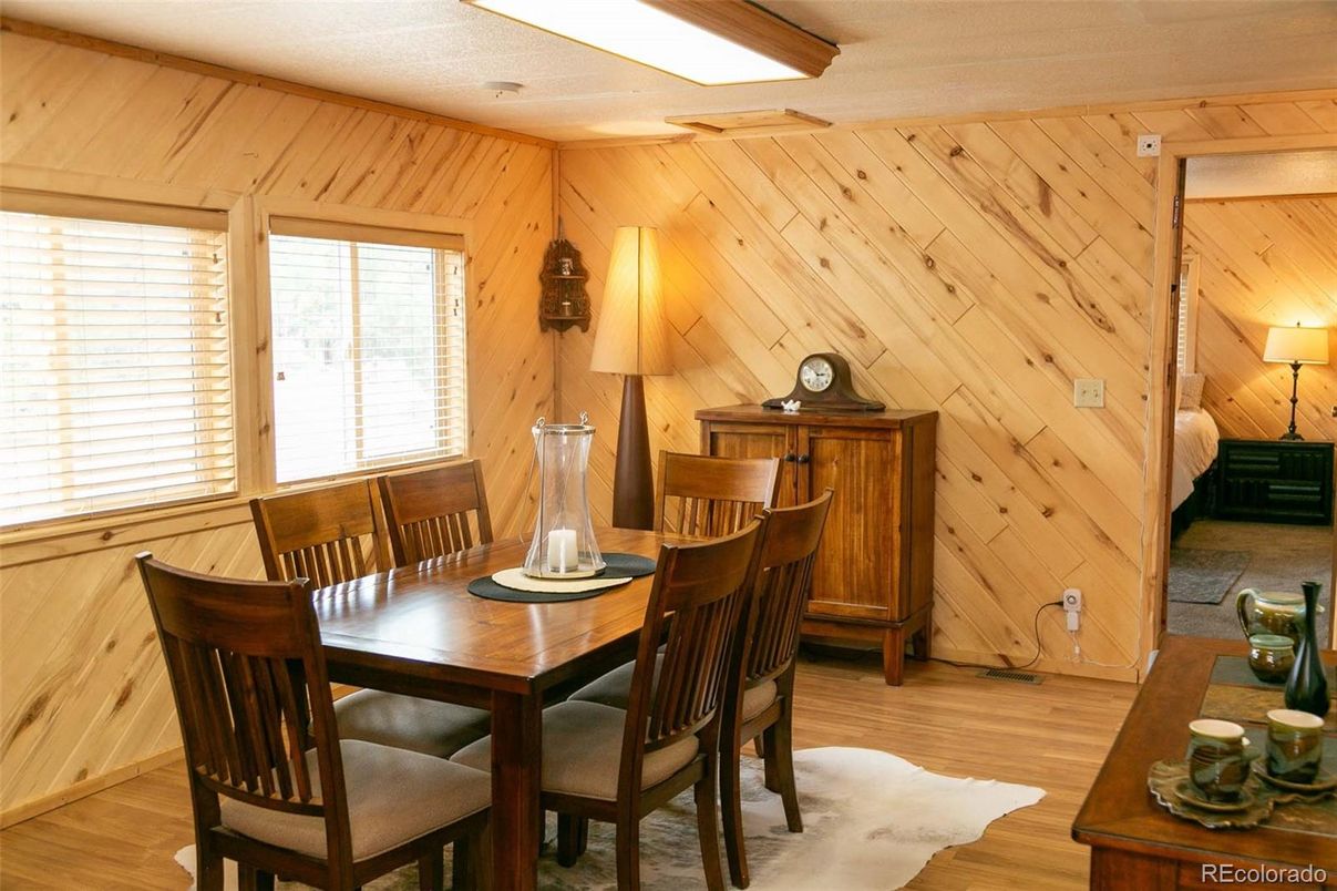 Dining room, Interior, Wood Texture Flooring, Wooden Walls
