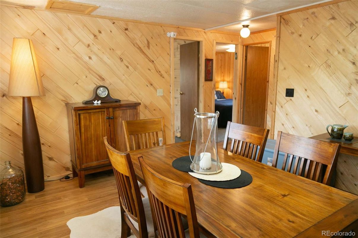 Dining room, Interior, Wood Texture Flooring, Wooden Walls
