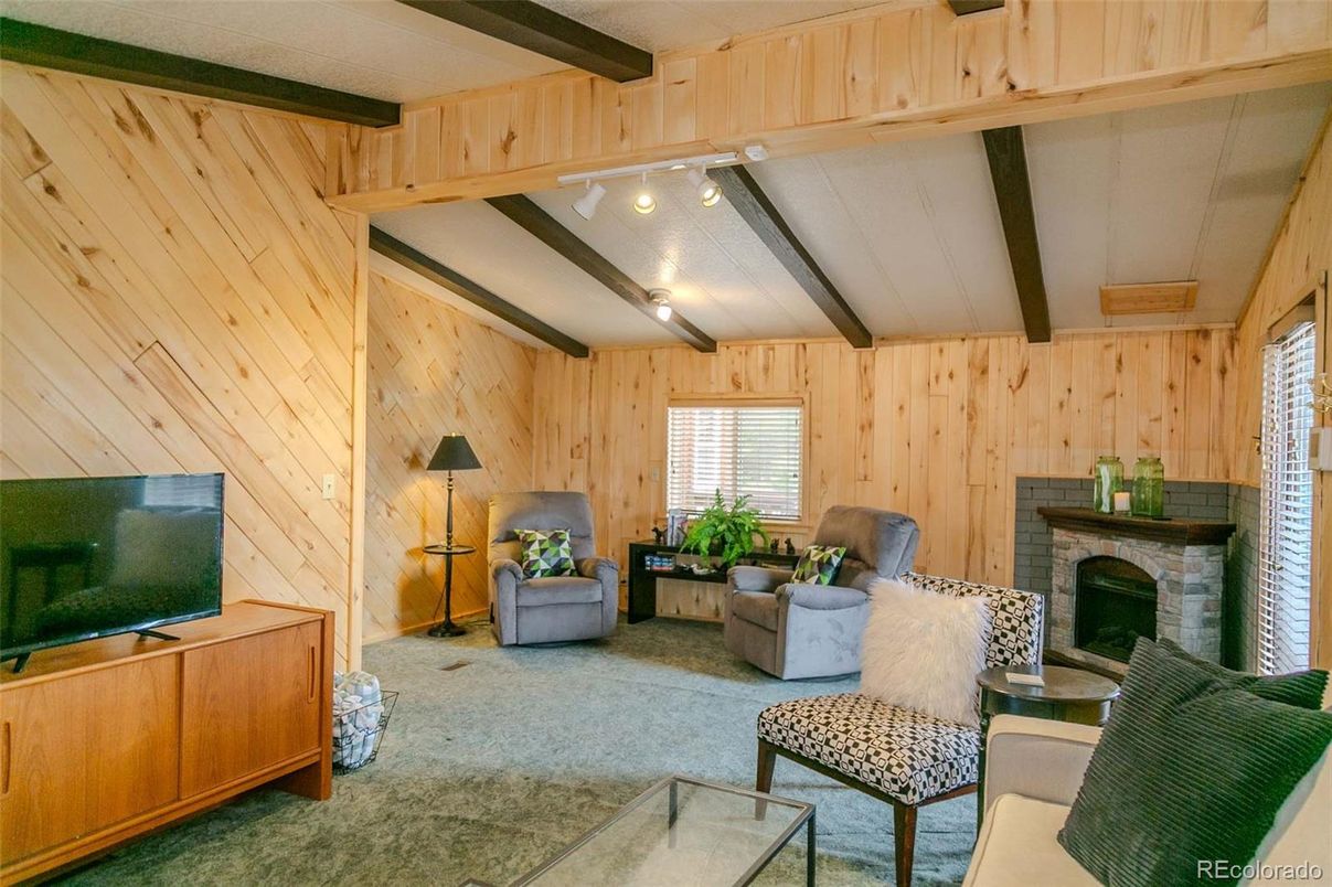 Fireplace, Interior, Living room, Wooden Beams, Wooden Walls