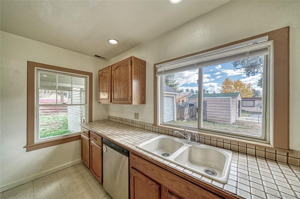 Interior, Kitchen, Recessed Lighting, Tile Countertops