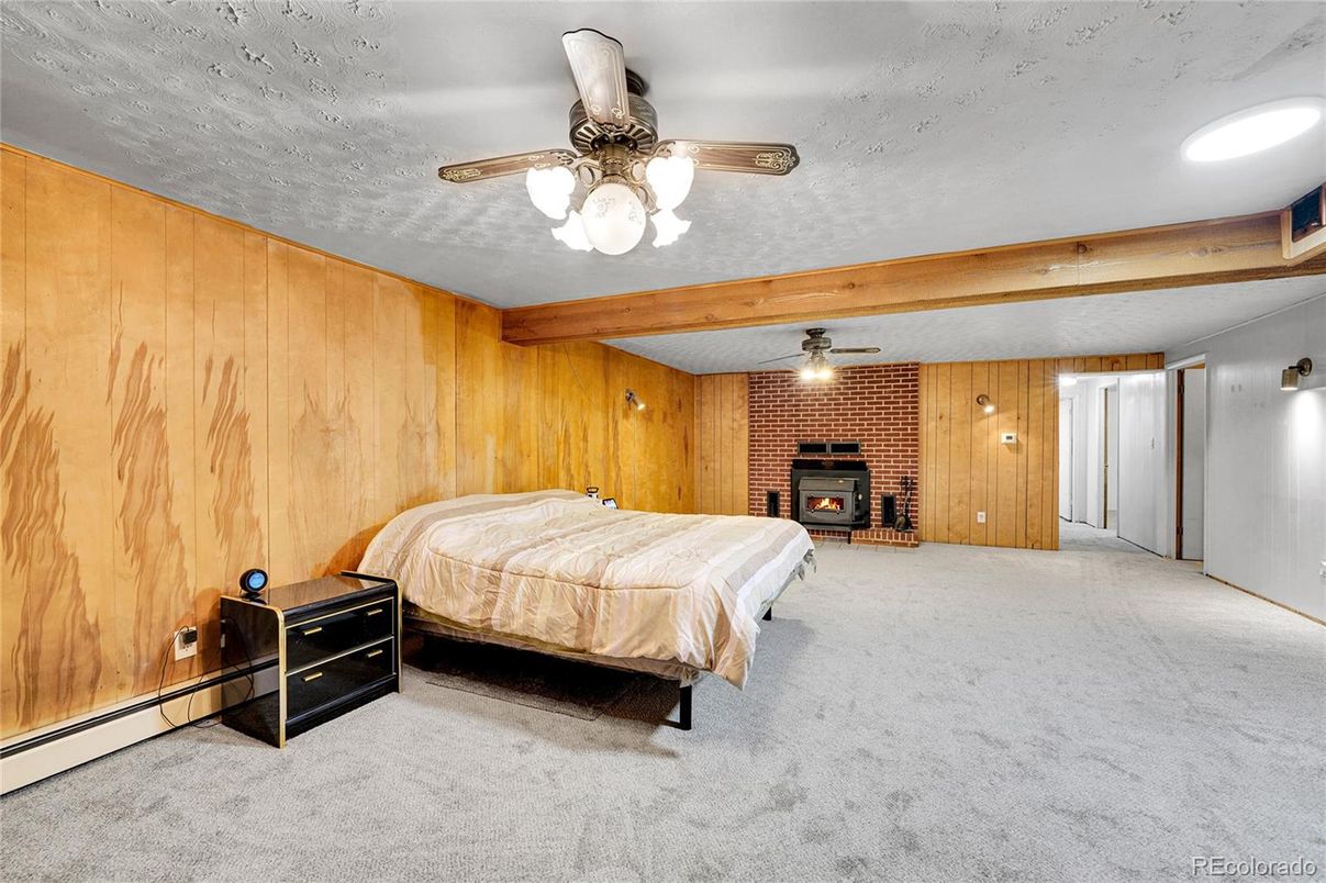 Bedroom, Fireplace, Interior, Stone Walls, Wooden Beams, Wooden Walls