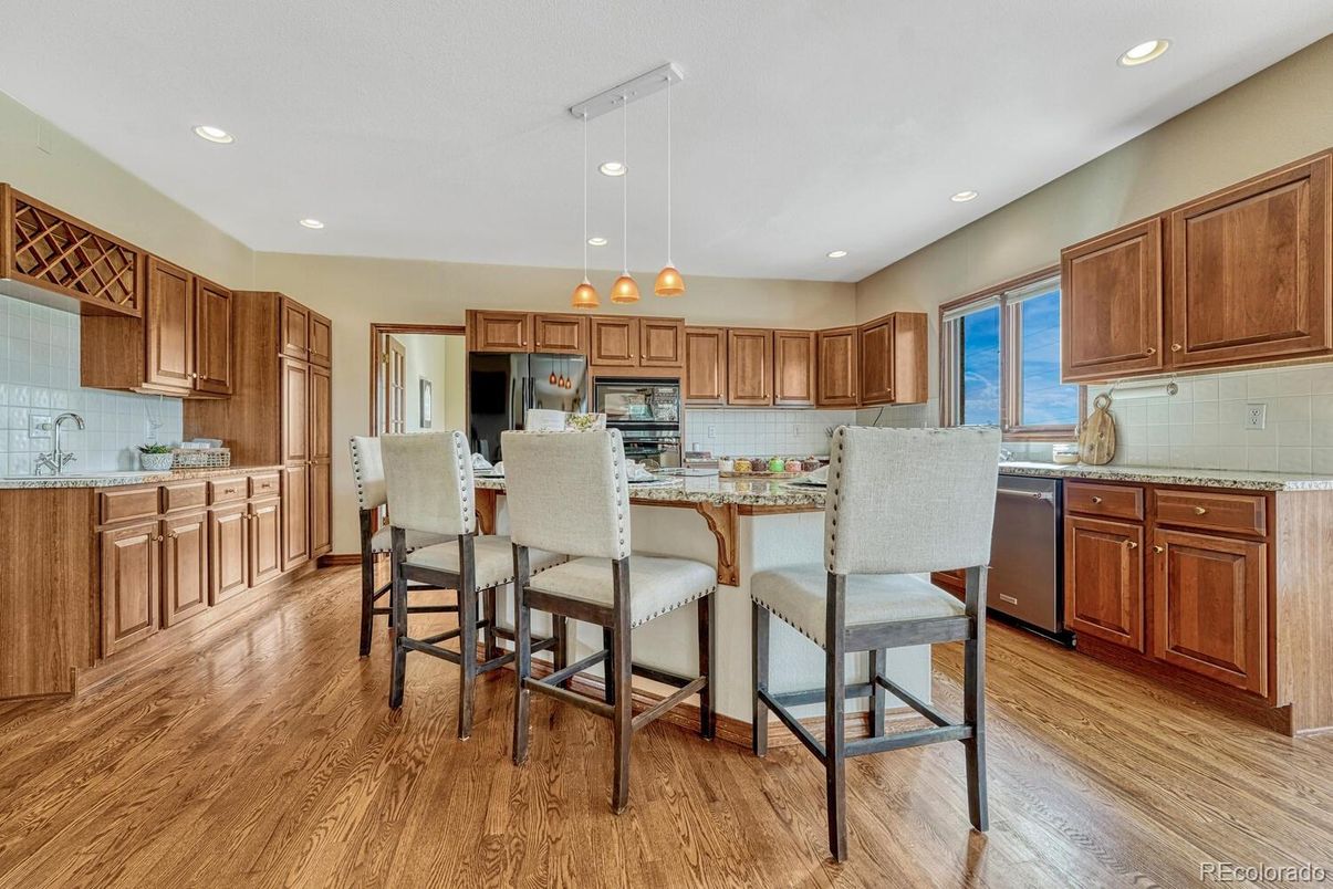 Interior, Kitchen, Pendant Lights, Recessed Lighting, Wood Texture Flooring