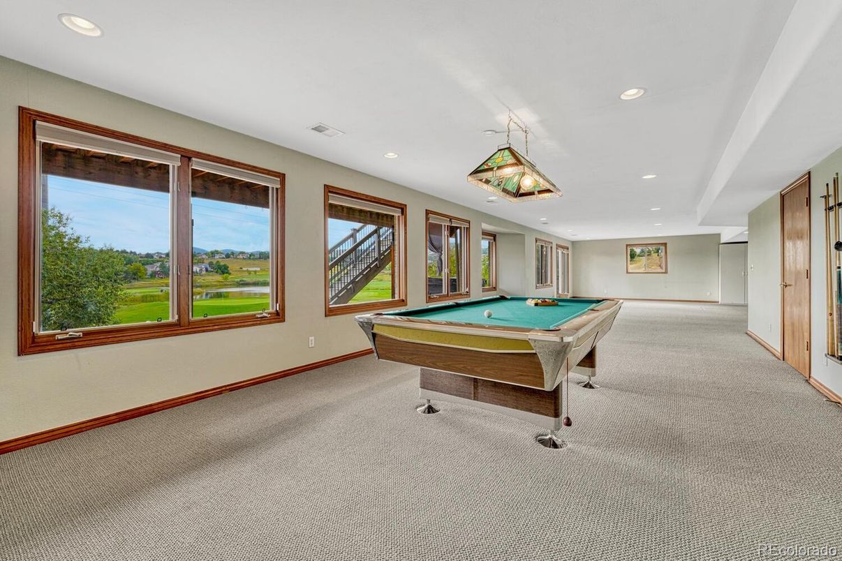 Billiard Table, Game Room, Interior, Recessed Lighting
