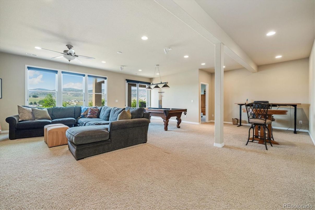 Billiard Table, Game Room, Interior, Living room, Pendant Lights, Recessed Lighting