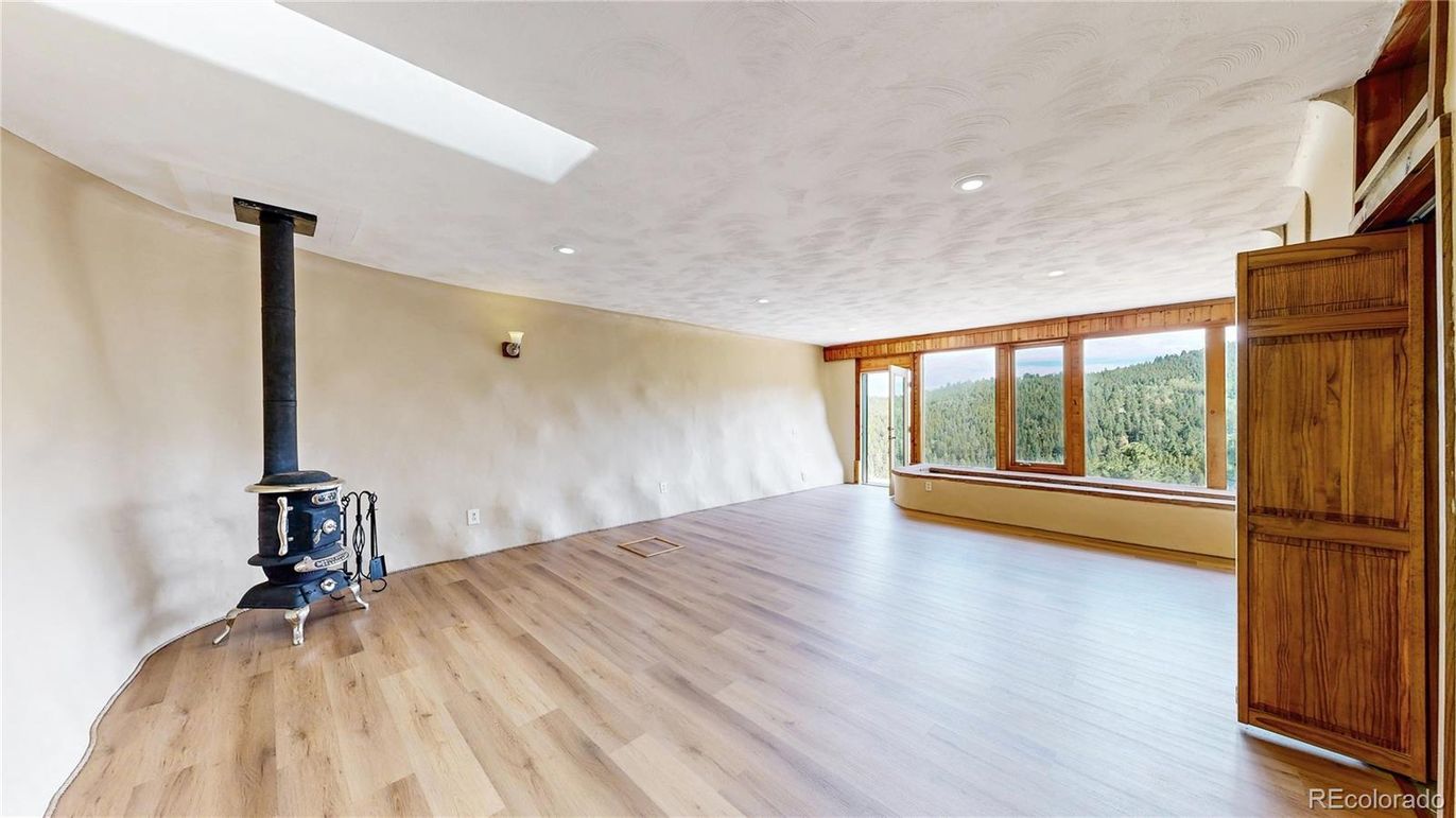 Empty room, Fireplace, Interior, Recessed Lighting, Wood Texture Flooring