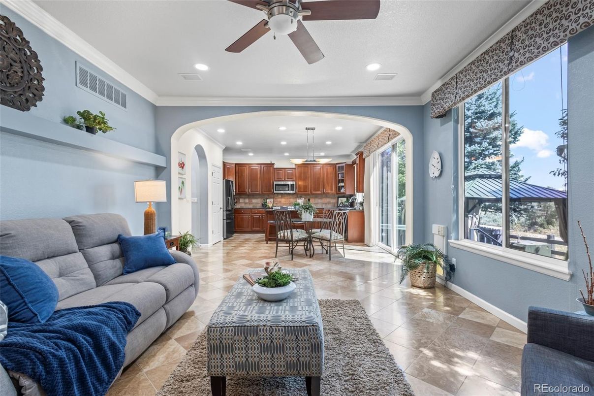 Dining room, Interior, Kitchen, Living room, Recessed Lighting, Stainless Steel Appliances