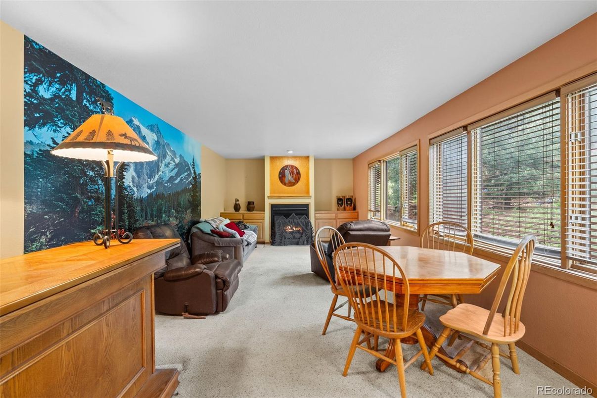 Dining room, Fireplace, Interior, Living room